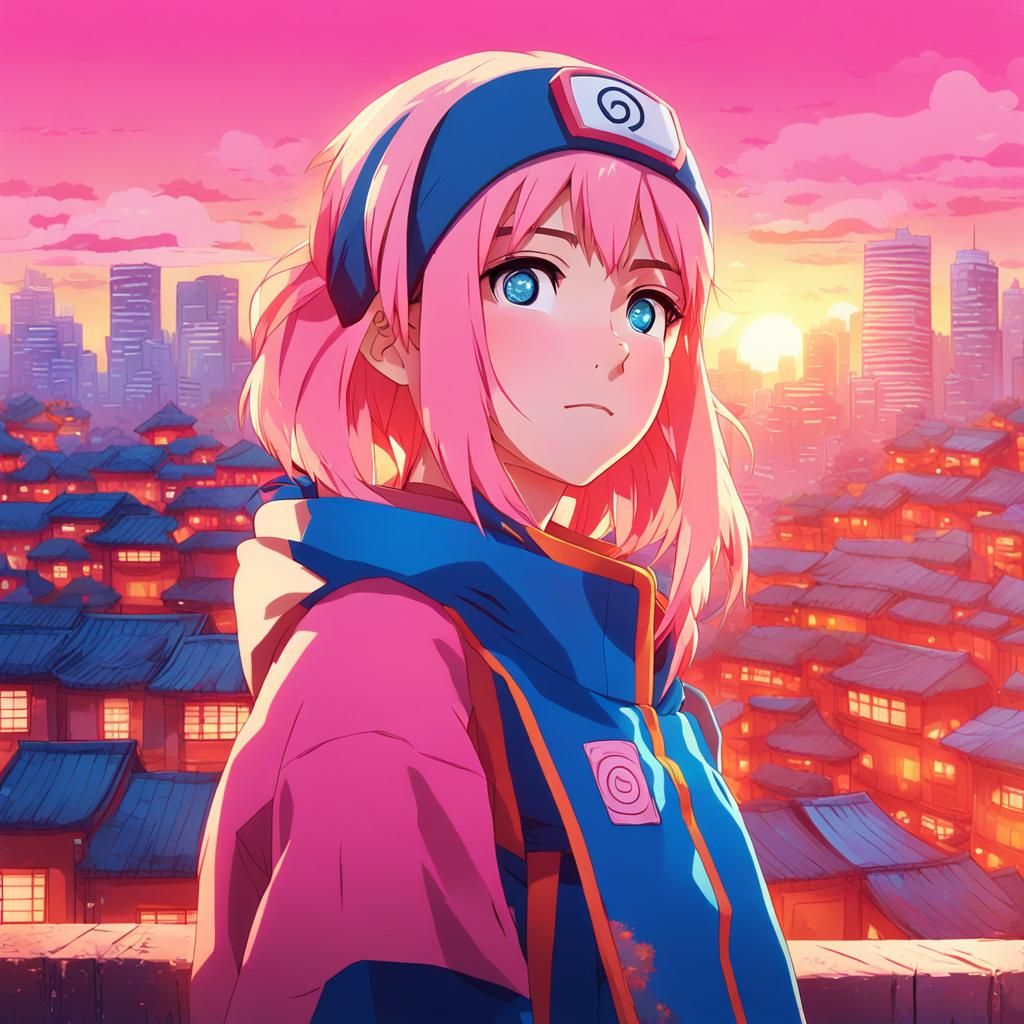 Manga Girl in Naruto Cosplay, Anime Illustration