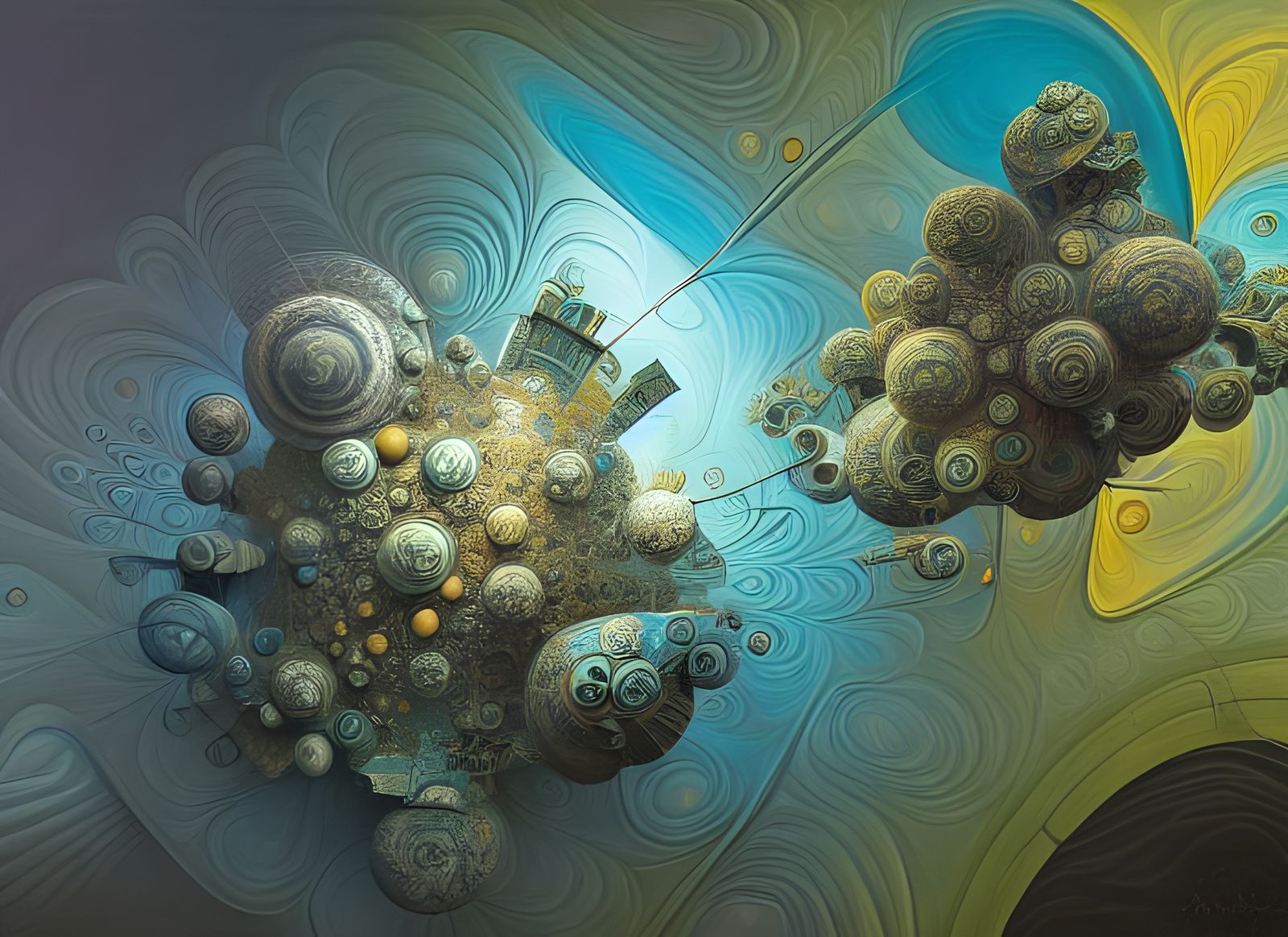 Abstract Fractal Painting with Geometric Elements