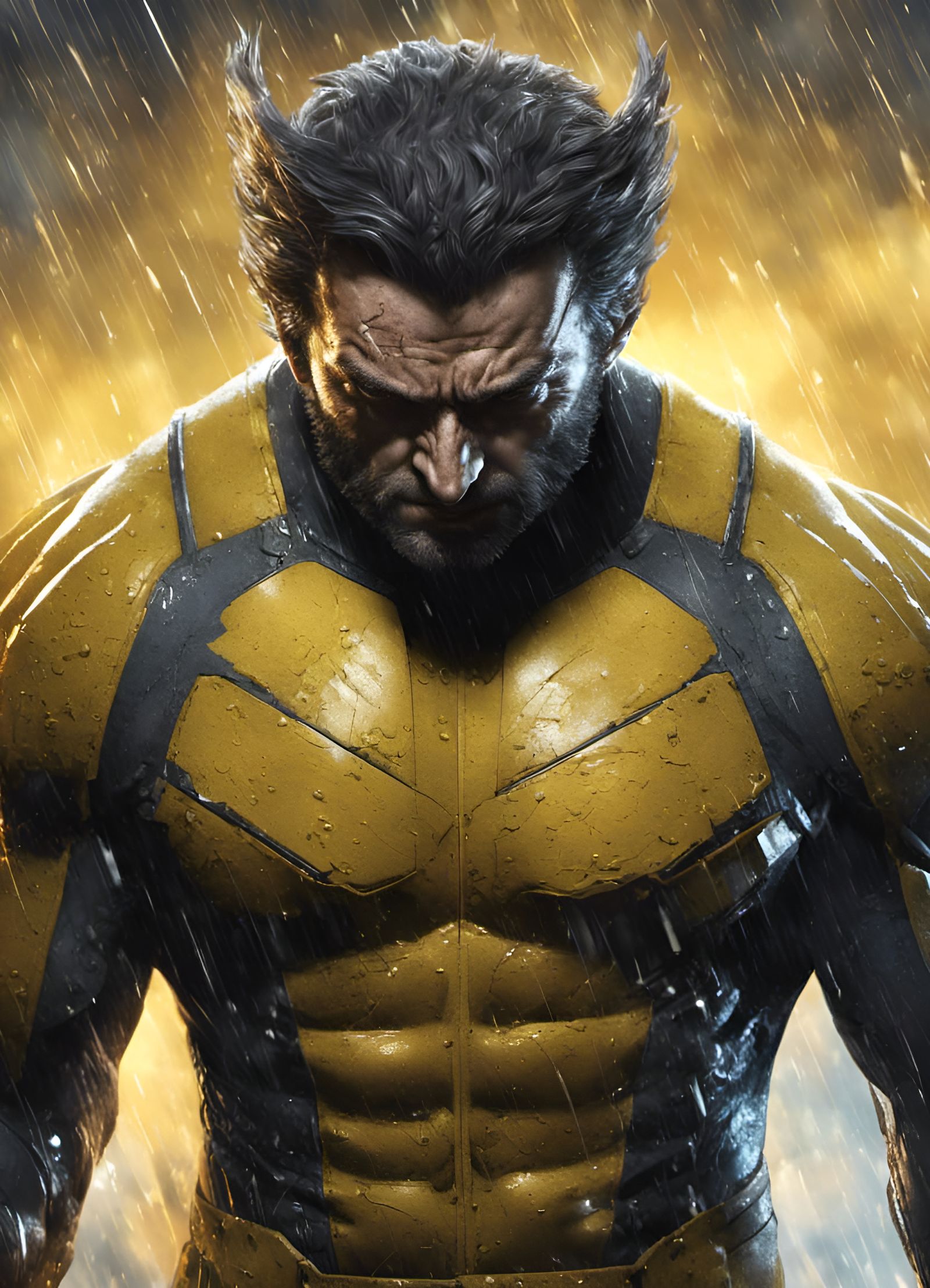 Low-Lit Wolverine Portrait in Weathered Stealth Suit