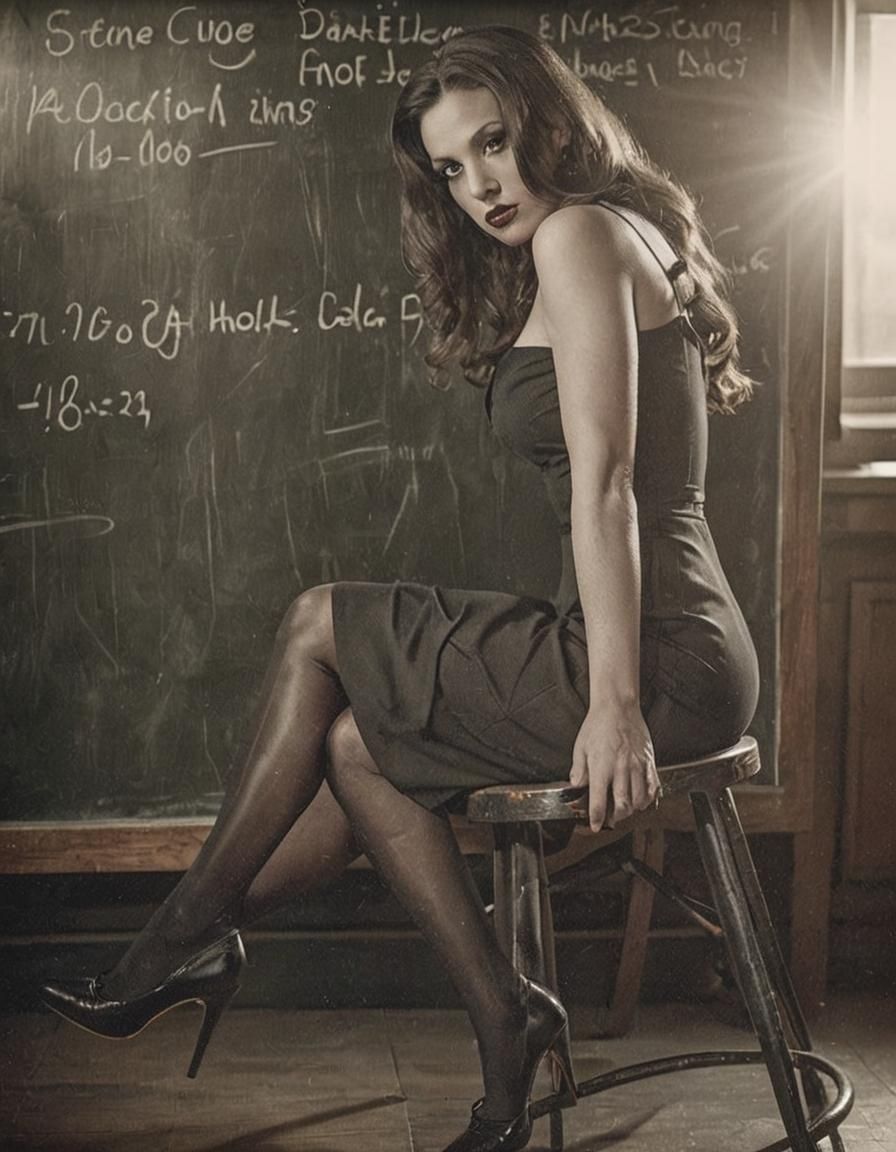 Film Noir Portrait of Teacher in High Heels
