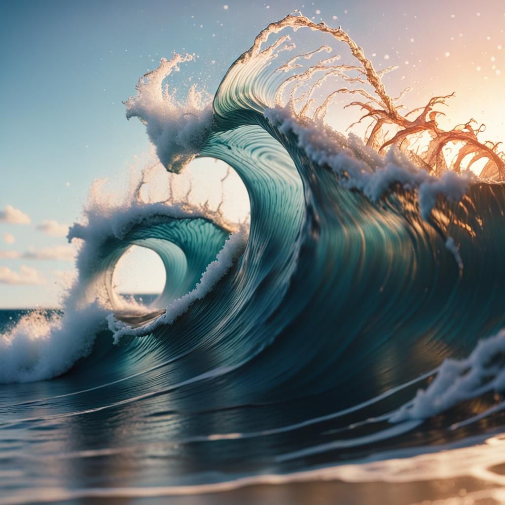 Splash spelt out by a crashing wave. Hyperrealistic, splash ...