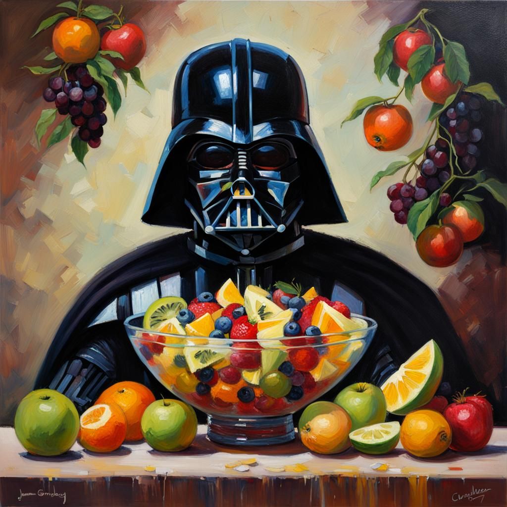 Darth Vader Fruit Salad in Oil Painting Style