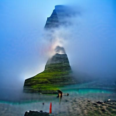Kirkjufell Mountain in Fog, Iceland