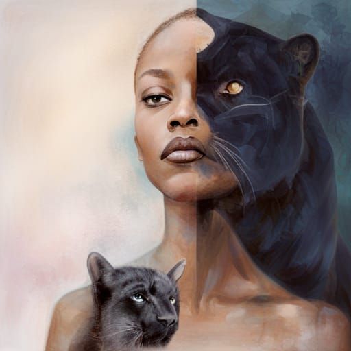 Double Exposure: Woman and Panther in Film Style
