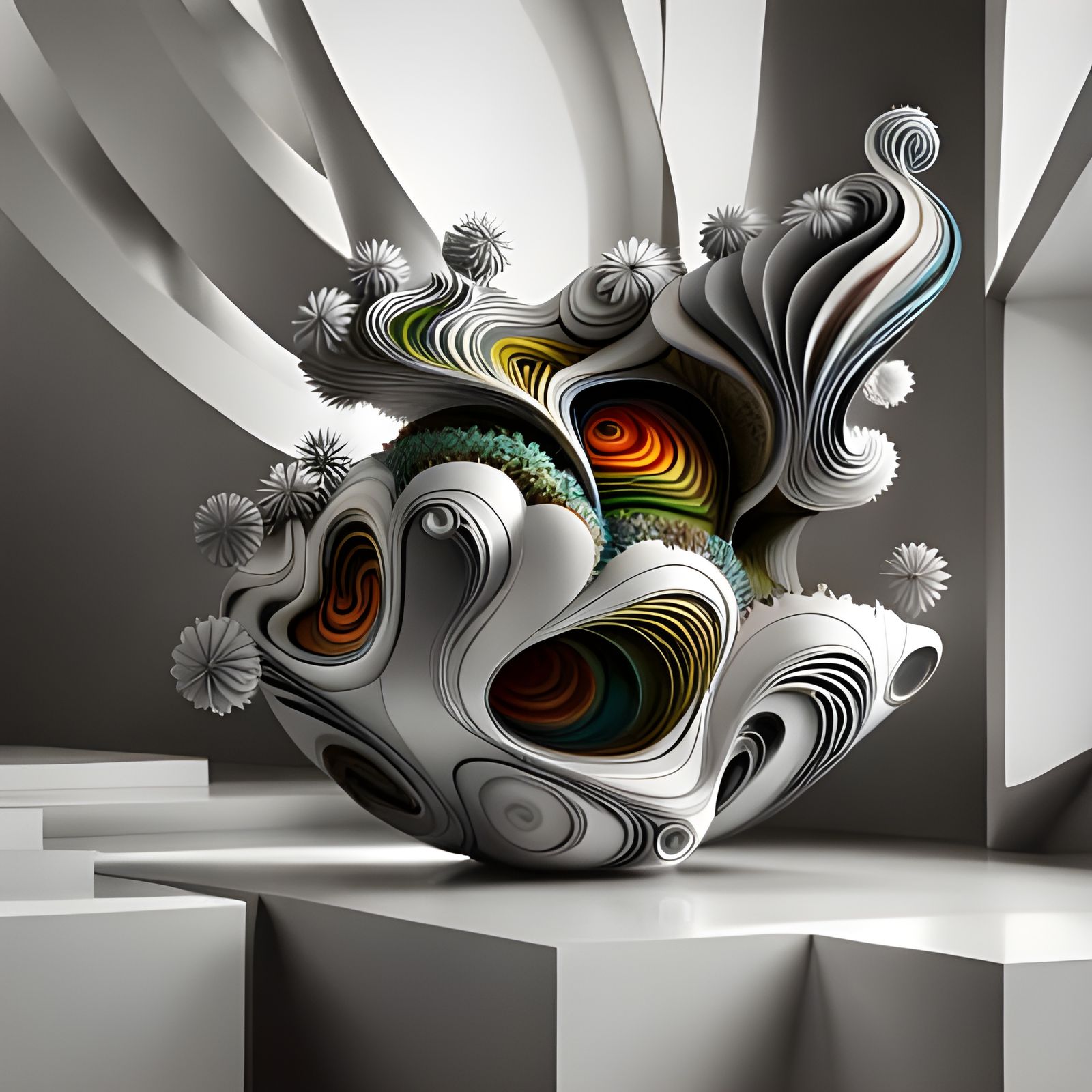 Iridescent Fractal 3D Sculptures in 8K