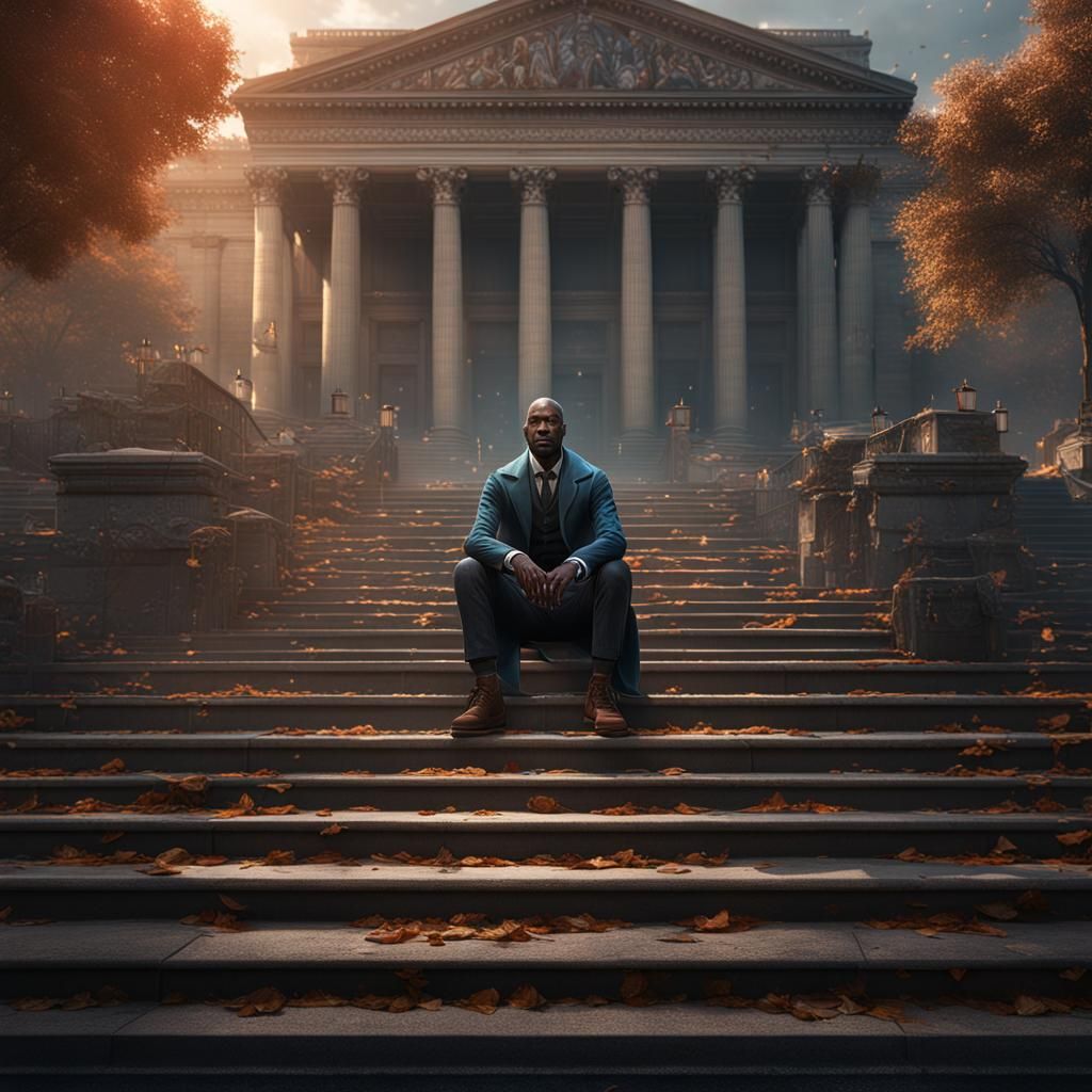 Man on Steps, Washington DC: Fantasy Concept Art