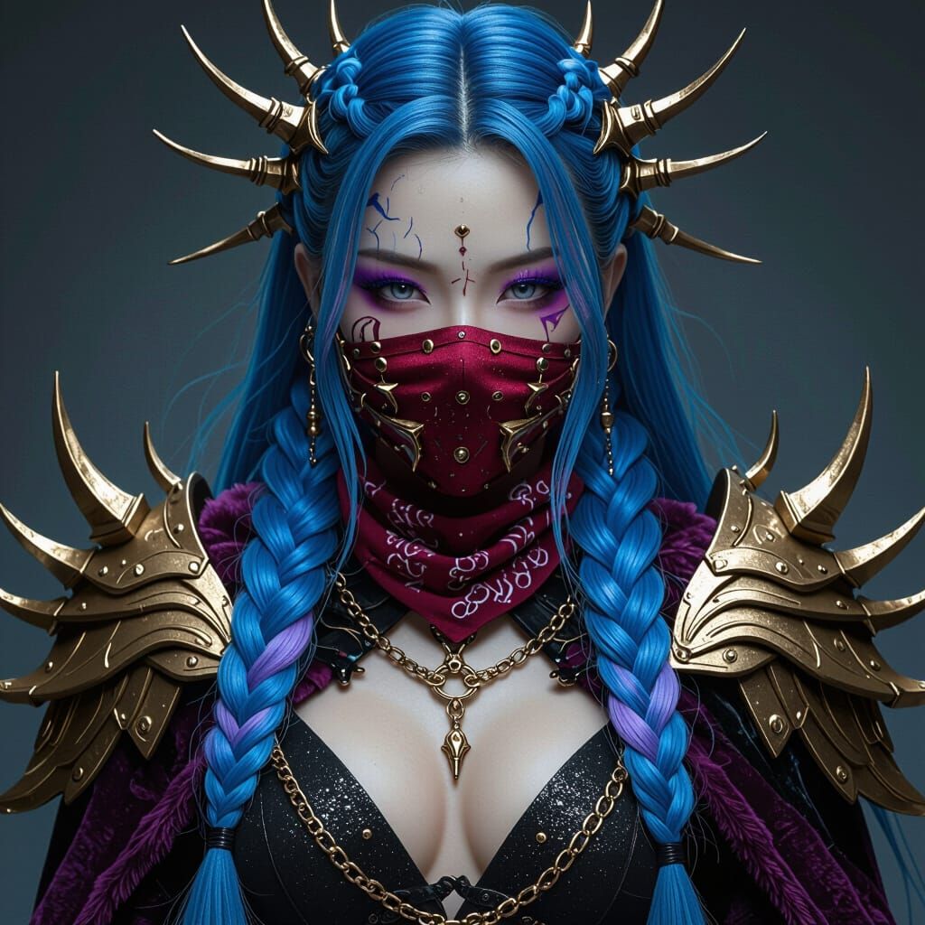 Otherworldly Warrior Queen with Katana in Sci-Fi Fantasy Sty...