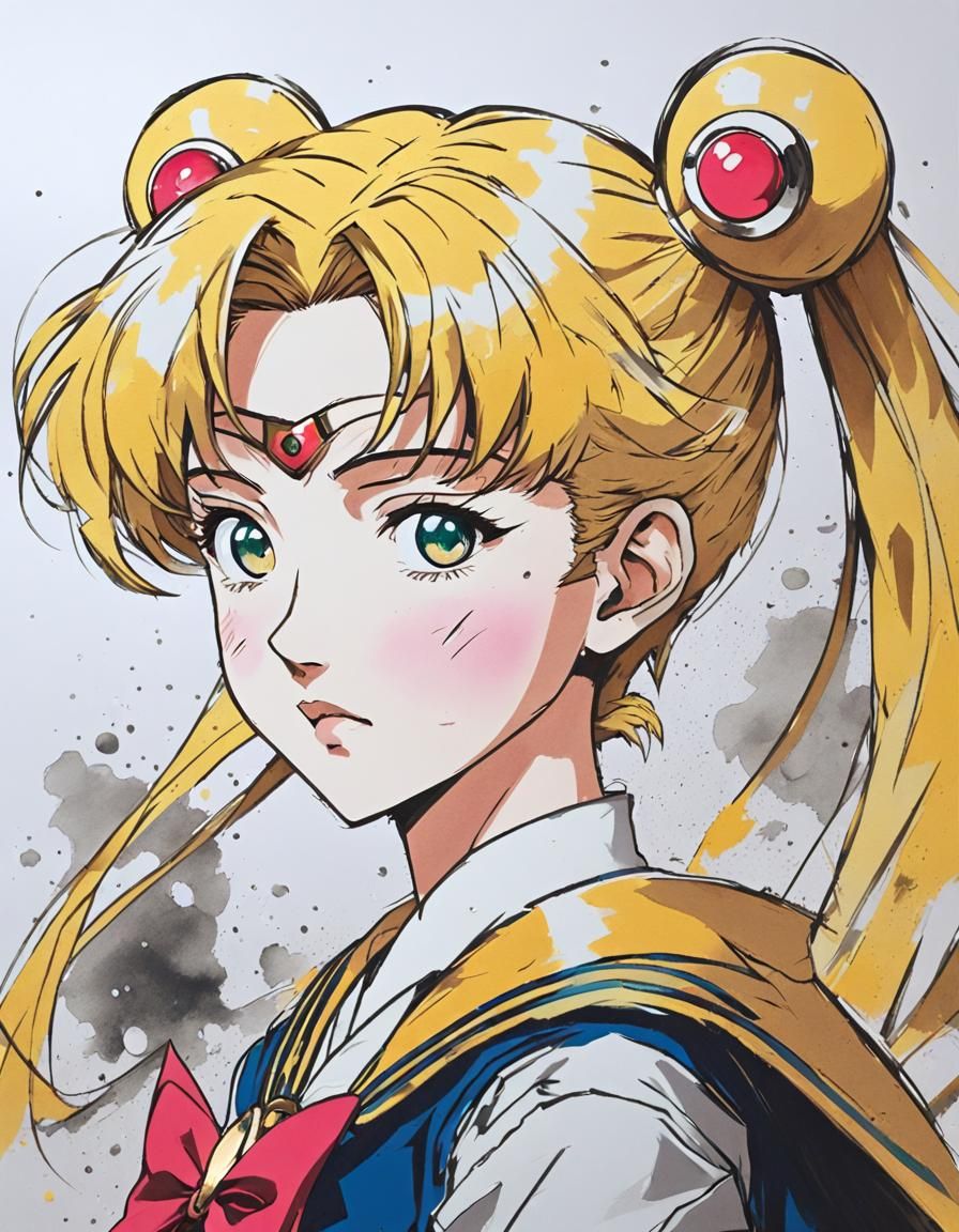 Sailor Moon Anime Portrait in Manga Art Style