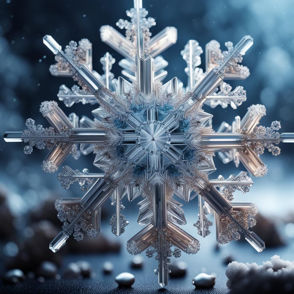 Detailed Crystal Snowflake Digital Matte Painting