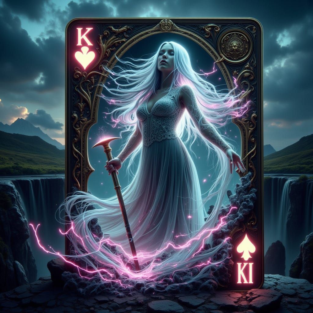 Luminous Banshee Overlooking Boyne River in Gothic Ink Art