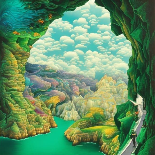 Victorian Village Cliffside Optical Illusion