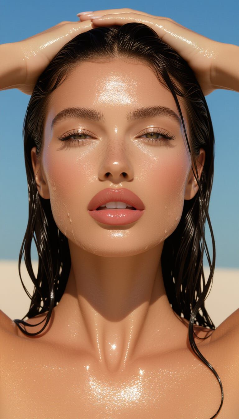 Hyper-Realistic Face with Liquid Radiance