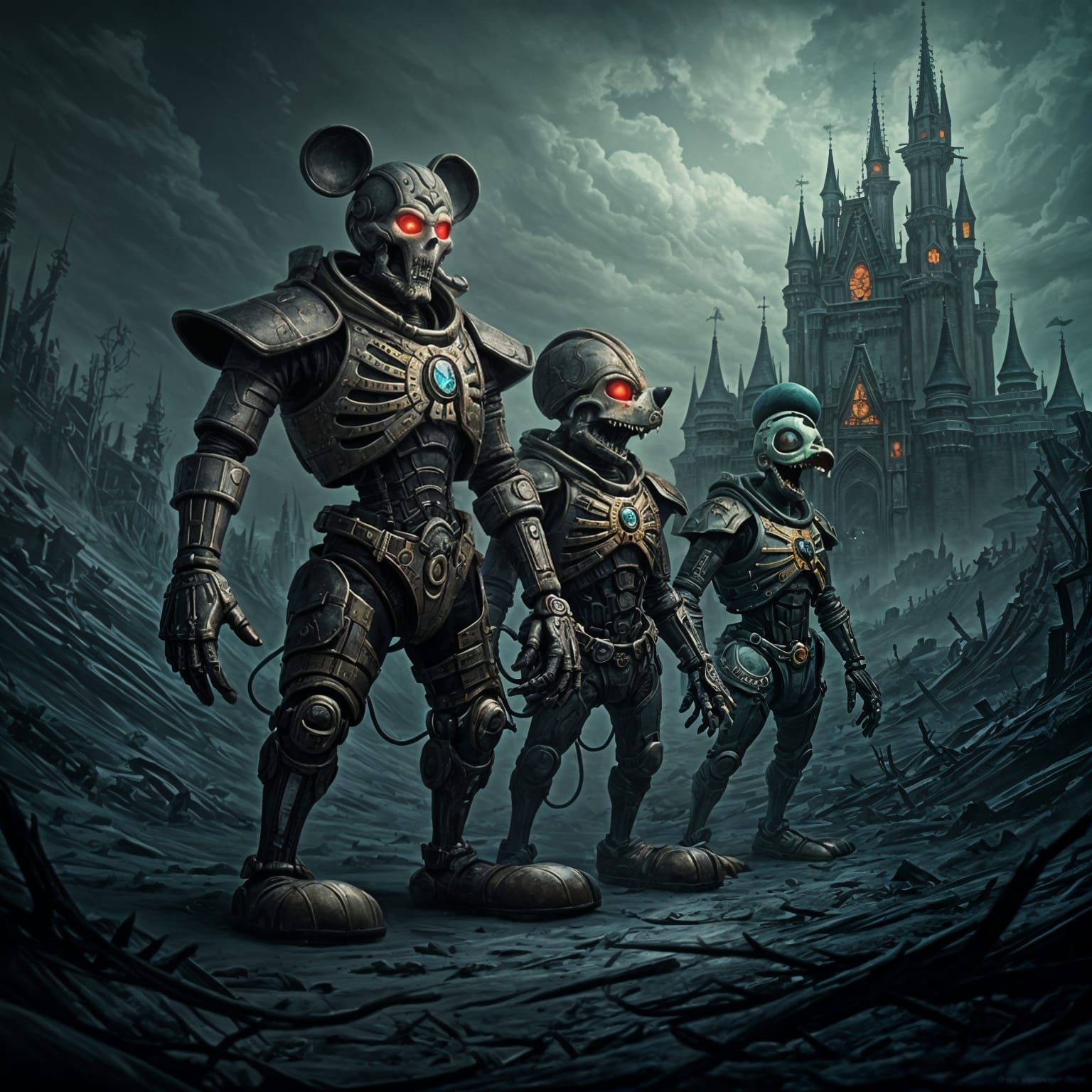 Disney Characters as Necron Horror