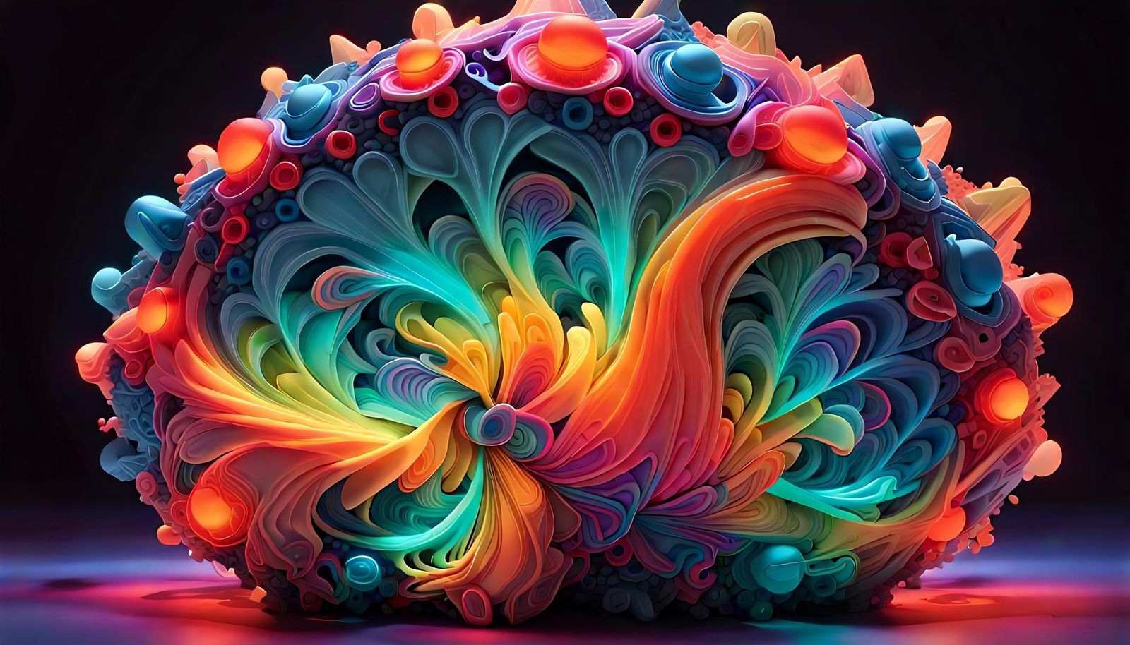 Bright Neon 3D Fractal Resin Cast