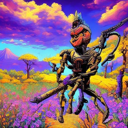 <lora:WarriorSD1:1.0> <lora:Blacklight:1.0> A boy's monster ...