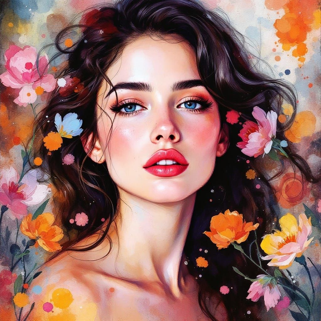 Impressionist Portrait of a Beautiful Woman