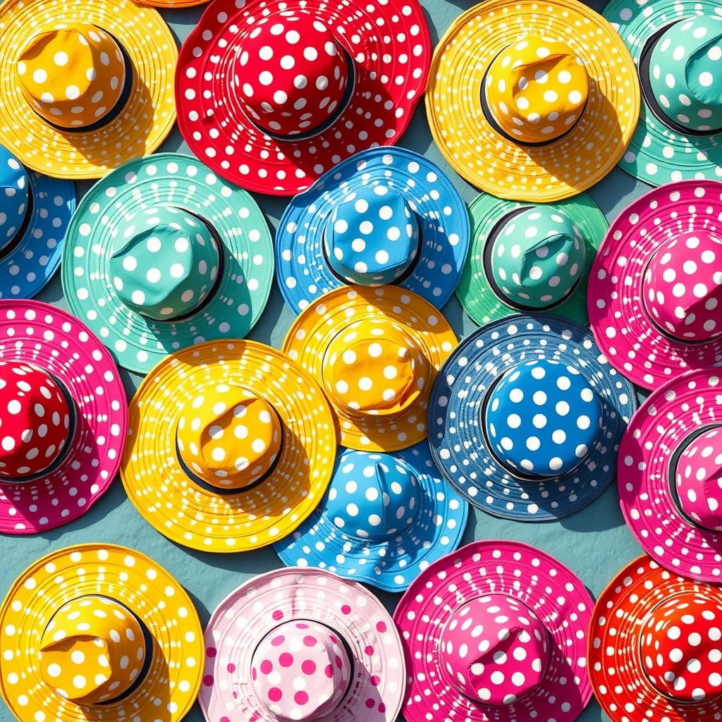 Fifties Inspired Polka Dot Hats in Vibrant Tessalation