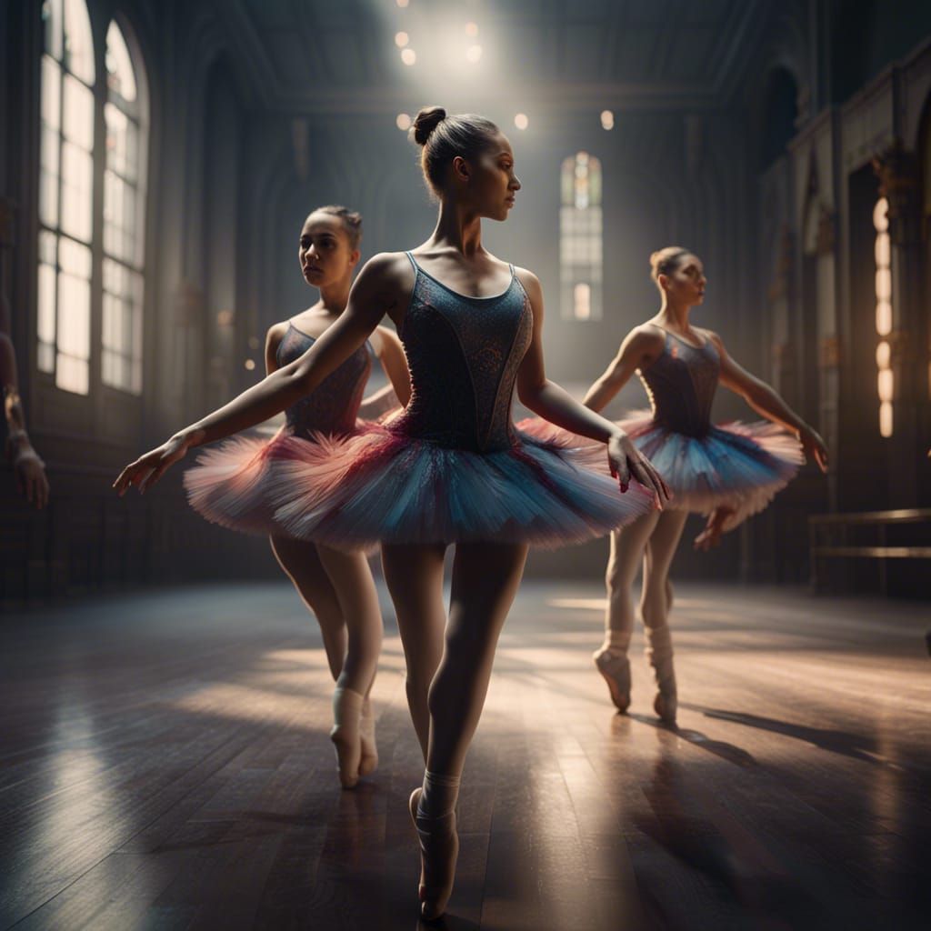 Modern Ballet Dancers Performing in Detailed Matte Painting