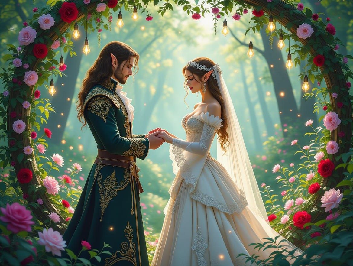 Elven Wedding in Whimsical Fantasy Realism Style