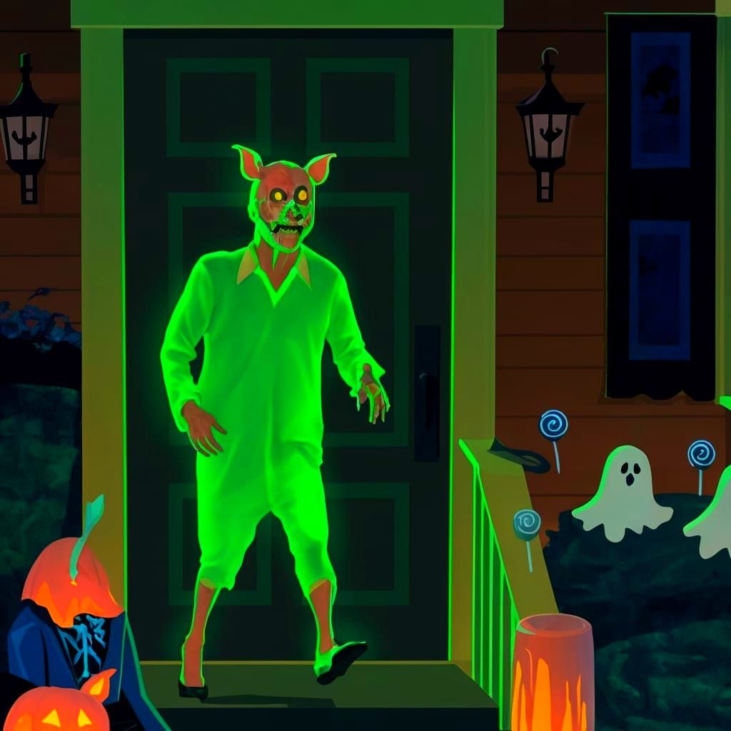 Bioluminescent Zombie Pigs Approach Haunted House