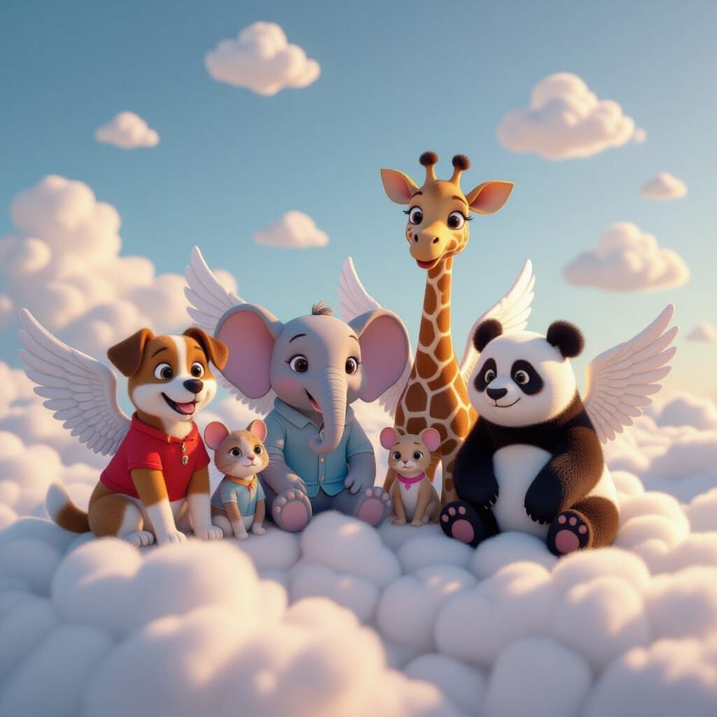 Animals Ascend: A Pixar-esque Scene of Winged Creatures