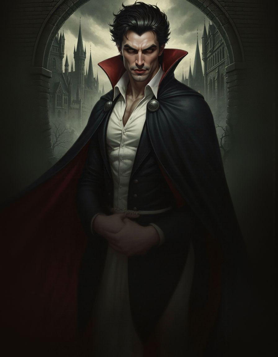 Attractive Muscled Dracula with Dark Hair