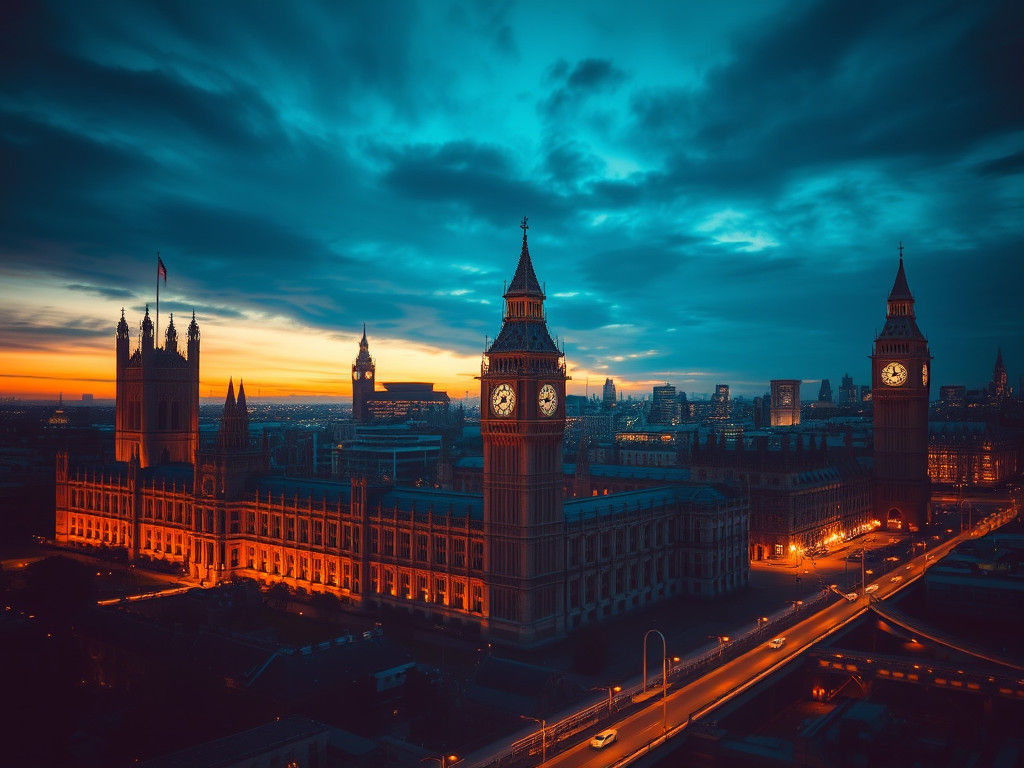 Houses of Parliament Silhouette with London Skyline