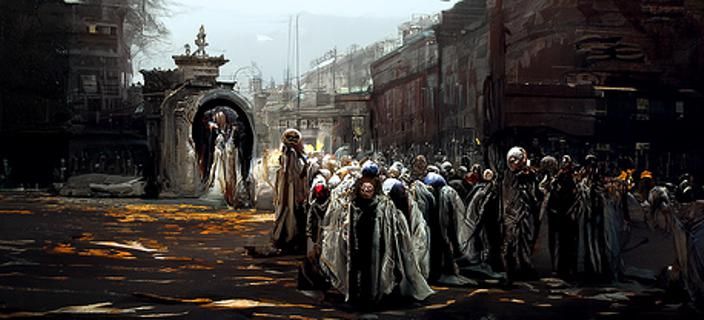 Sinister Roman Market Entrance in Doré Style