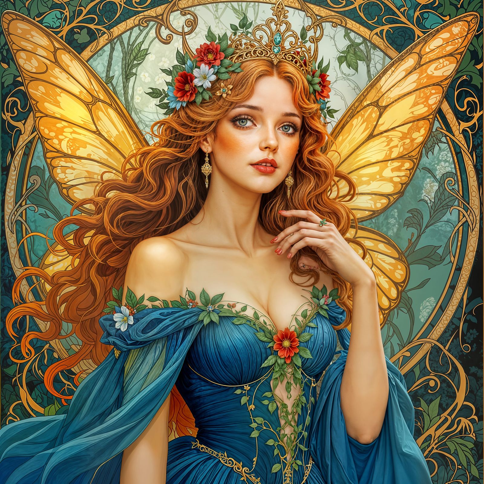 The Fairy Queen Titania with Golden Wings