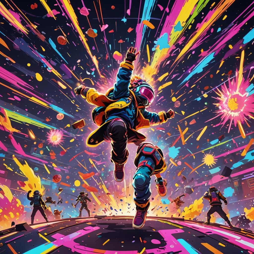 Cartoon Game Character in Battle Royale Arena