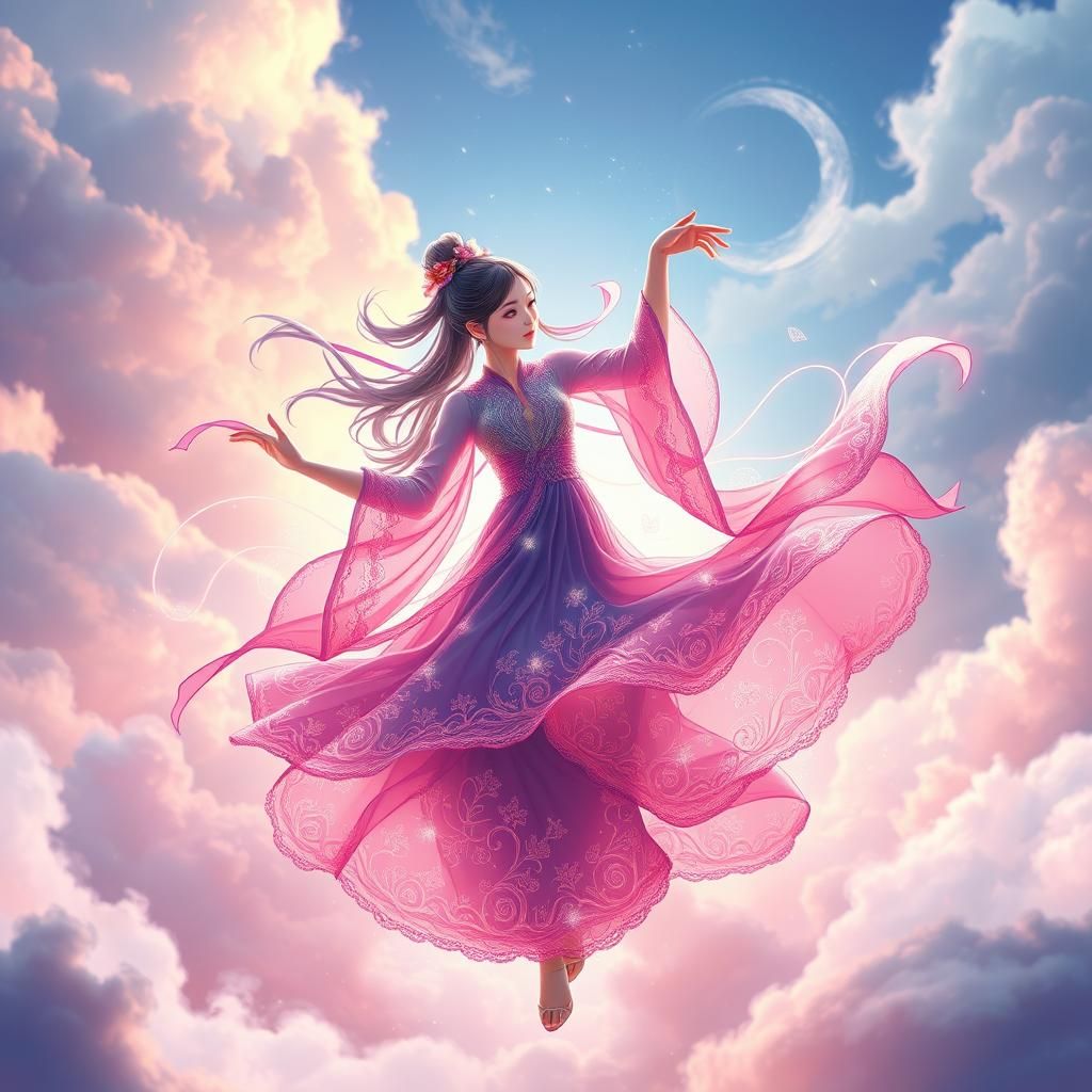 Ethereal Dancer in Dreamlike Anime Art
