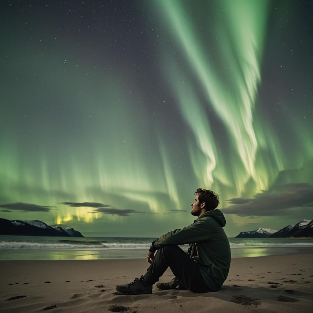 Aurora Borealis: Cinematic Beach Scene