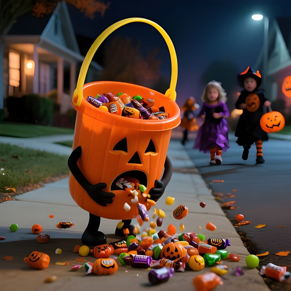 Anthropomorphic Jack-O-Lantern Vomits Candy on Halloween