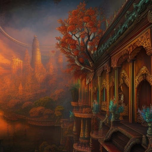 Kalamkari Design Krishna in Detailed Matte Painting