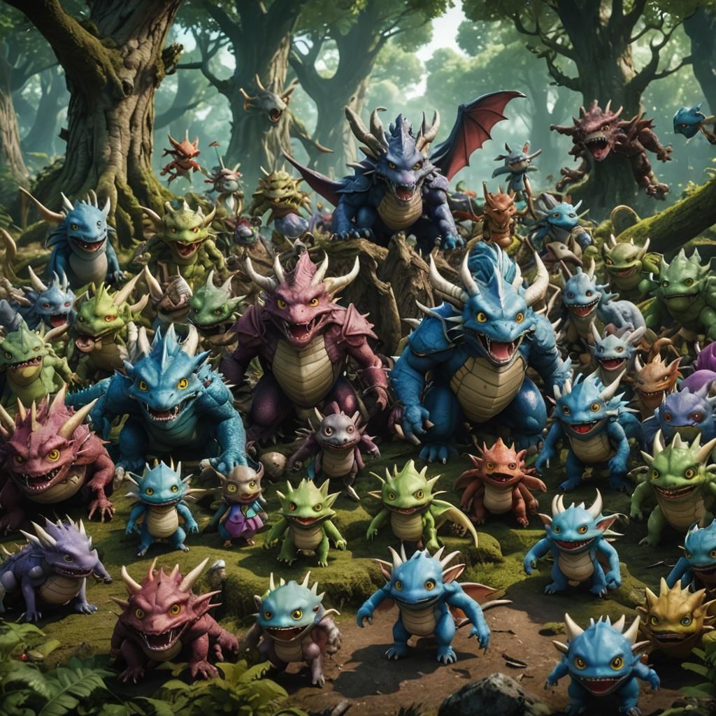 Dragon Quest Monsters in Detailed Forest, Unreal Engine