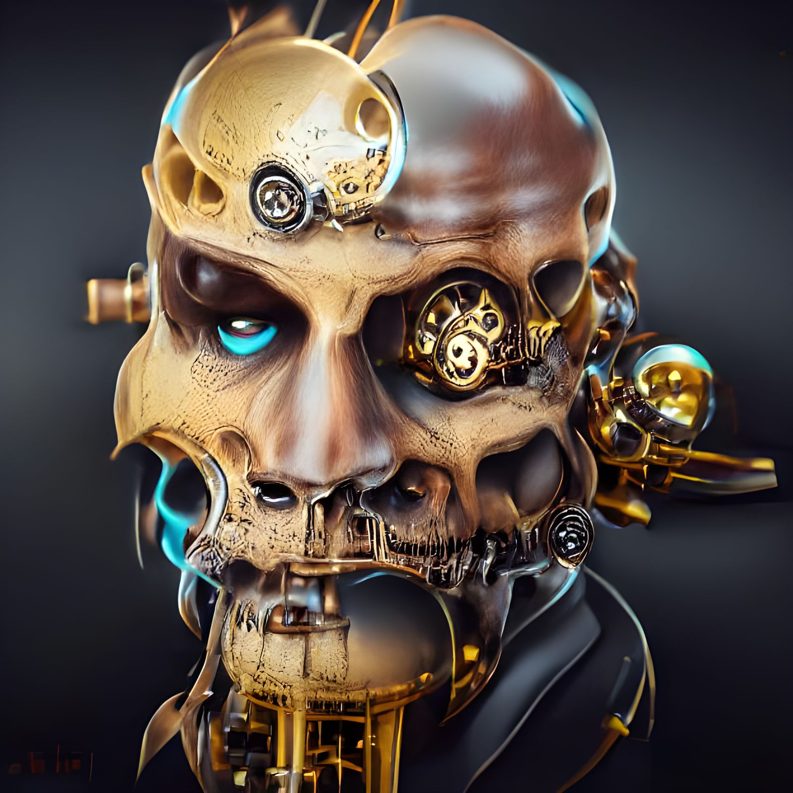Steampunk Mechanical Skull in 3D Render