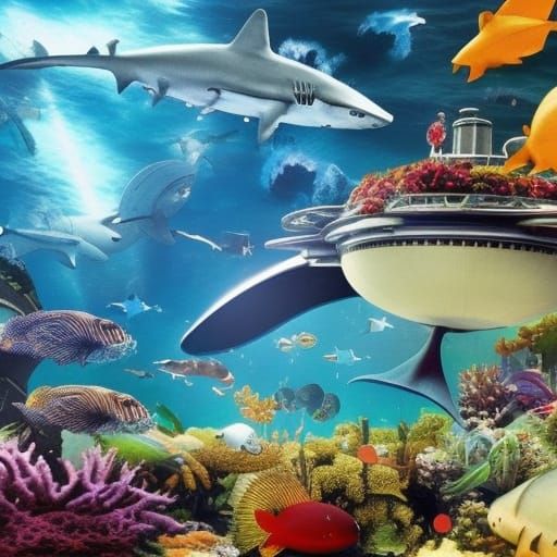 UFO Ocean Landing in a Digital Painting