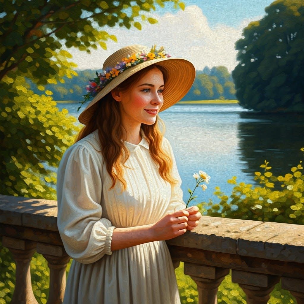 English Woman in Naive Folk Art Style