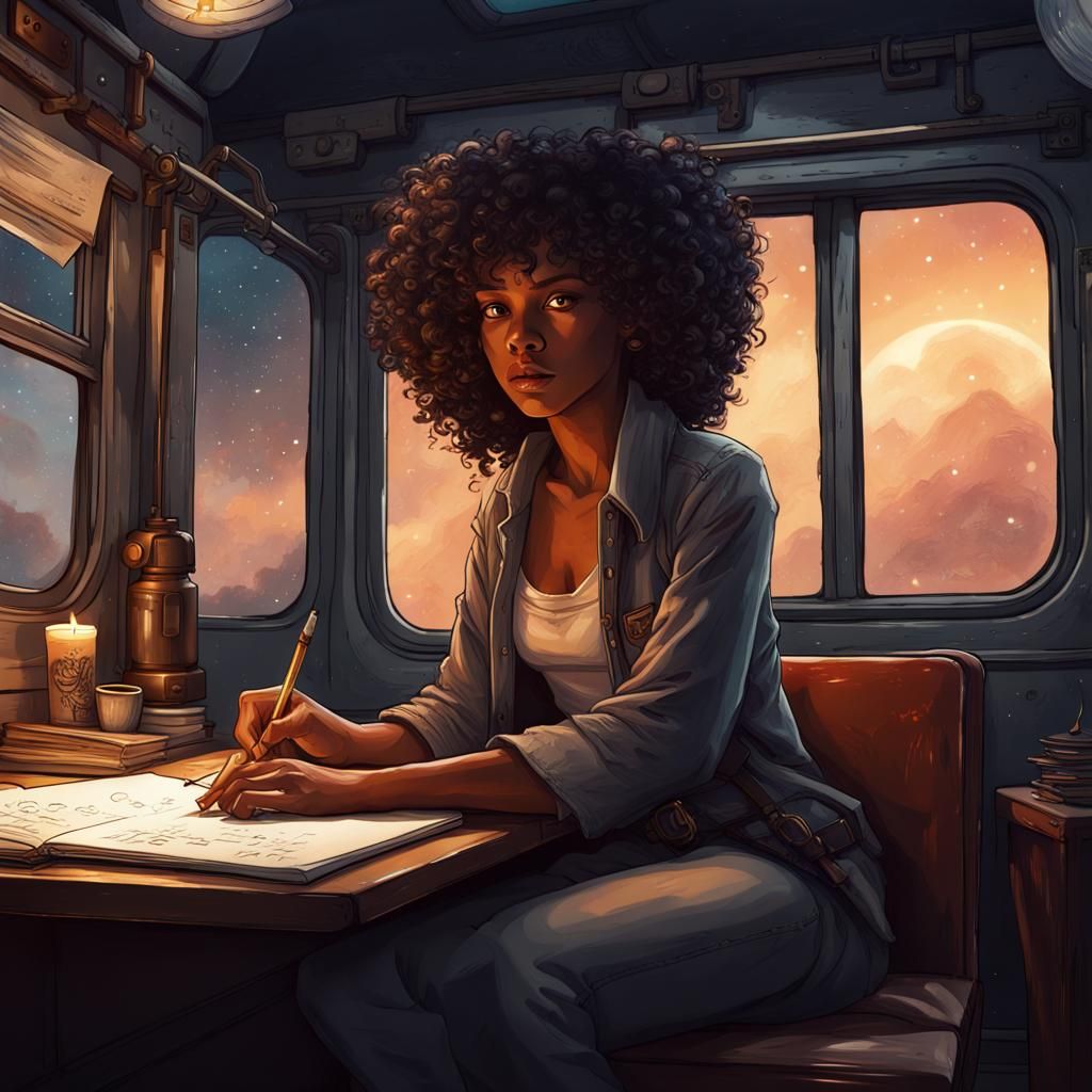 1970s Train Scene: Karate Student's Night Sketch