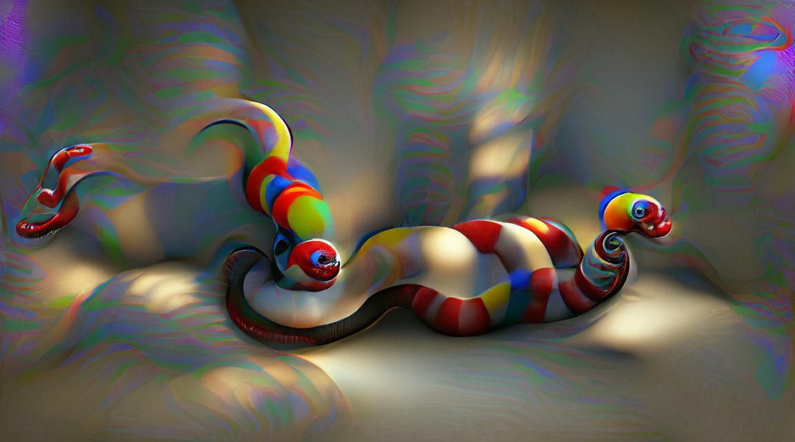 Surreal 3D Clown Snake in 8K Resolution