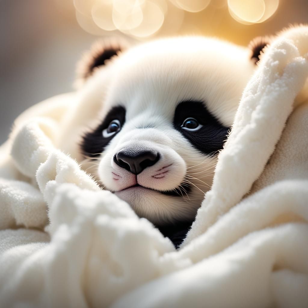 Sleeping Newborn Panda in Soft Light: Professional Photograp...