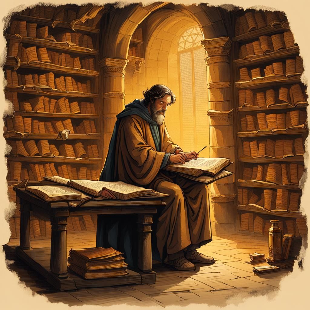 Ezra the Scribe in Atmospheric Scriptorium
