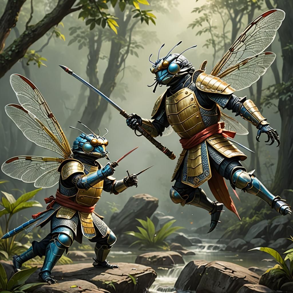Armored Dragonflies Practicing Kung Fu