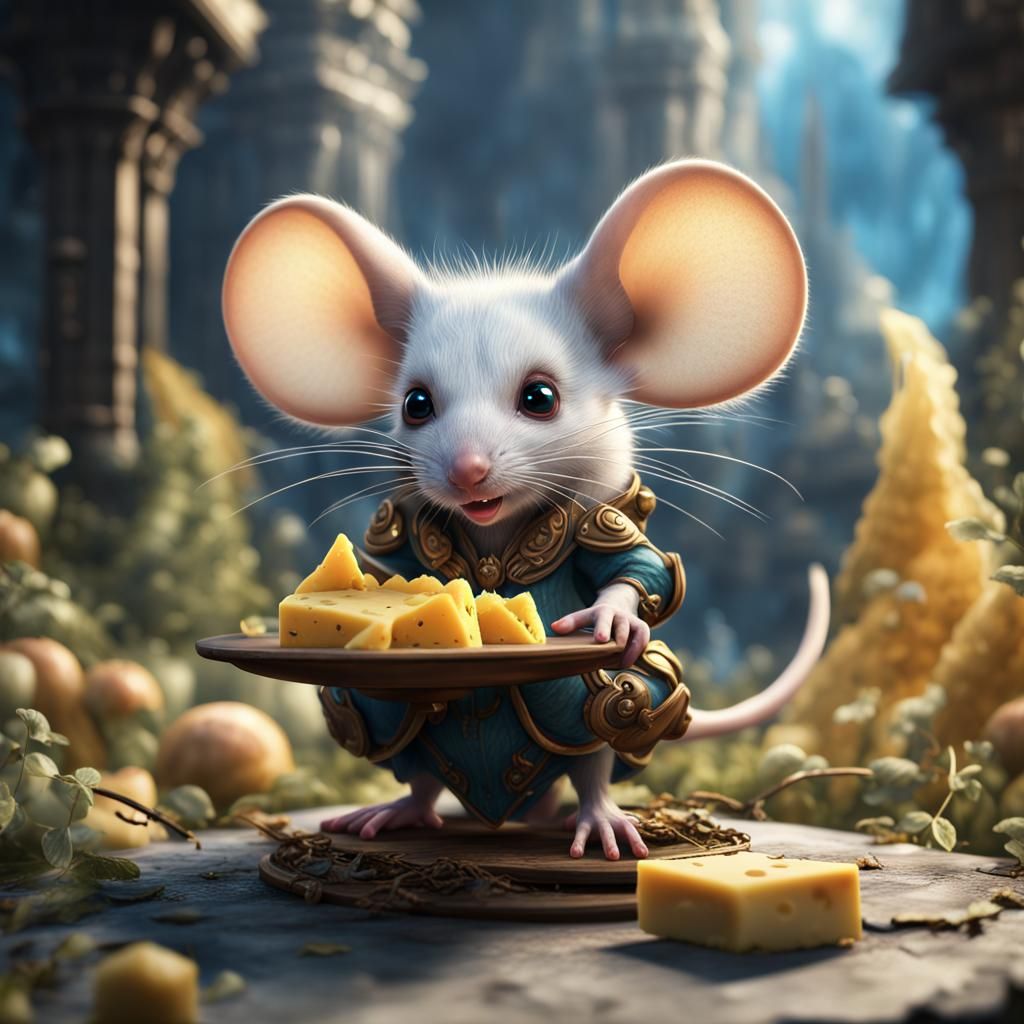 Cheese-Winged Mouse Fairy: Detailed Matte Painting