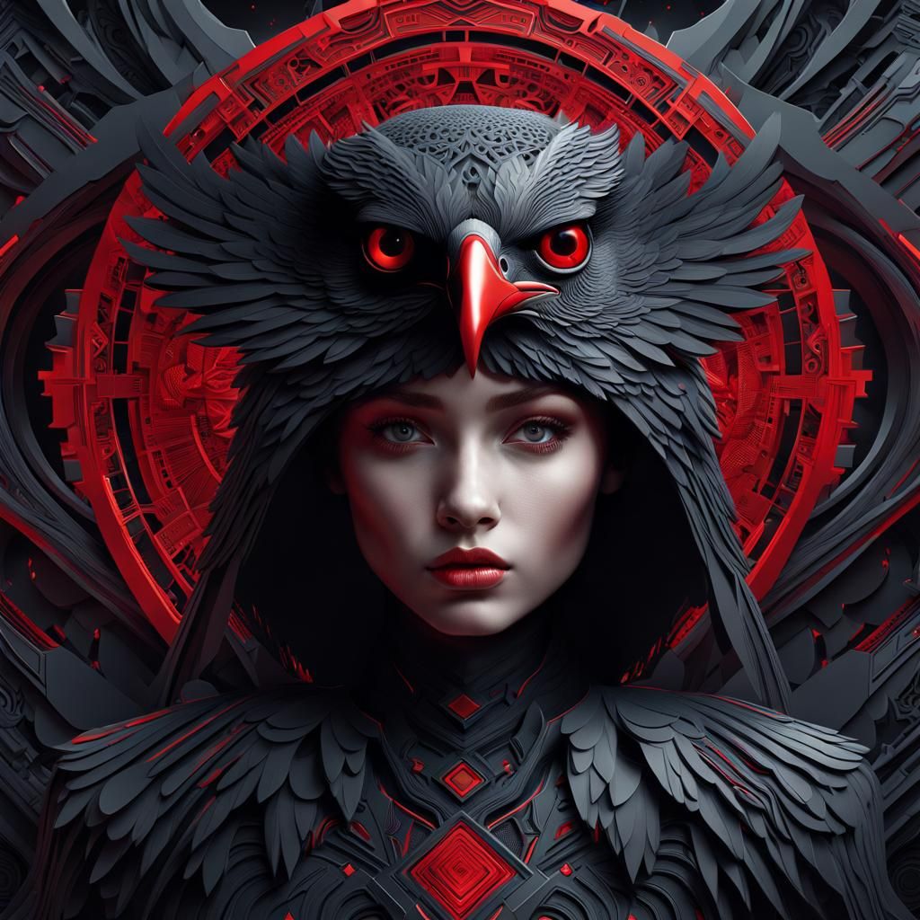 Girl and Raven: Visionary Digital Art