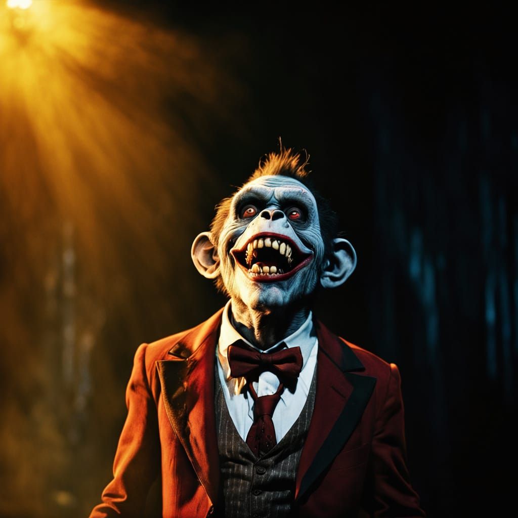 Epic Cinematic Monster Clown in Vibrant, Golden Tones