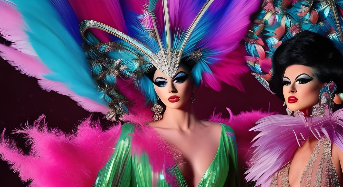 Vegas Showgirls in Pop Surrealist Psychedelic Art