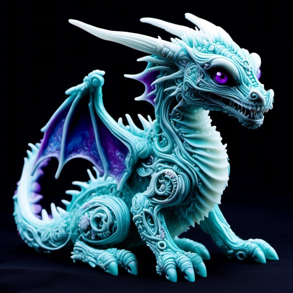 Honey Dew Dragon in Biomechanical Style