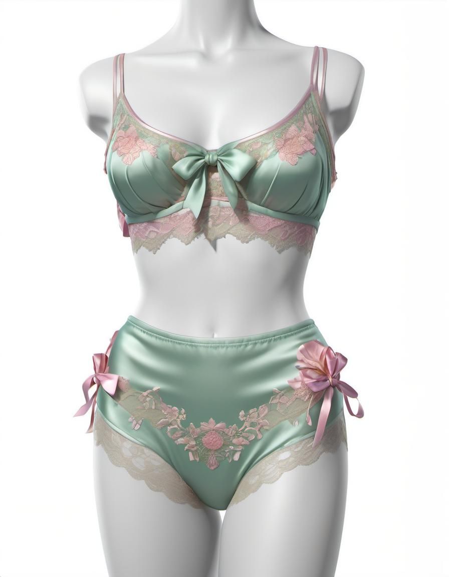 Pink Silk Lingerie: Detailed Digital Art Portrait