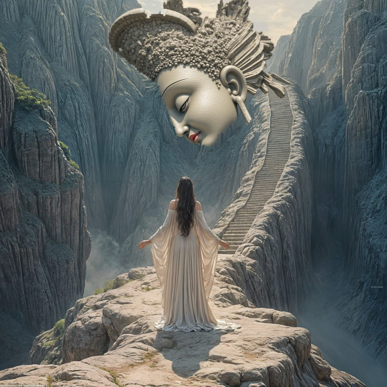 Amaterasu Worship: A Dark Fantasy Fine Art Painting